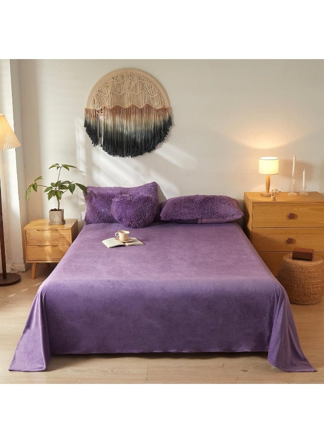 Besfunny 5 PCS Shaggy Duvet Cover Bedding Set - Long Faux Fur Luxury Ultra Soft Cozy (Full/Queen, Purple) - Image 4